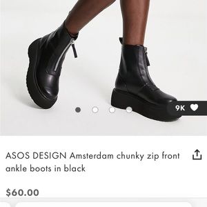 Black Zip-Front Platform Boots